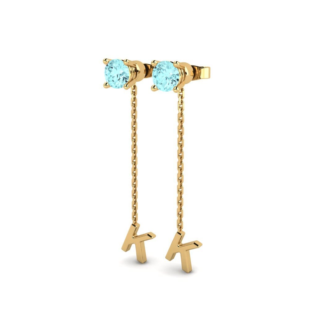 14ct Yellow Gold Aquamarine Women's Earring Aundrea K