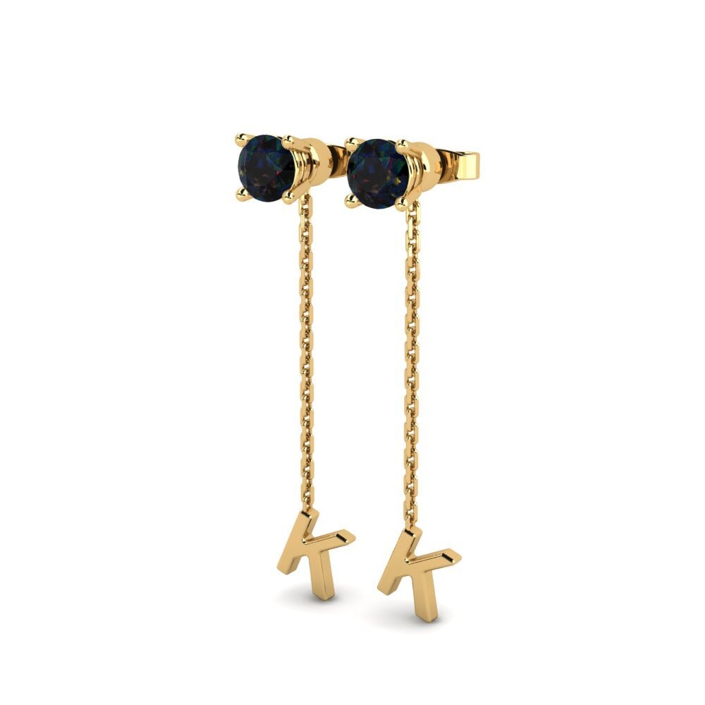 14ct Yellow Gold Black Opal Women's Earring Aundrea K