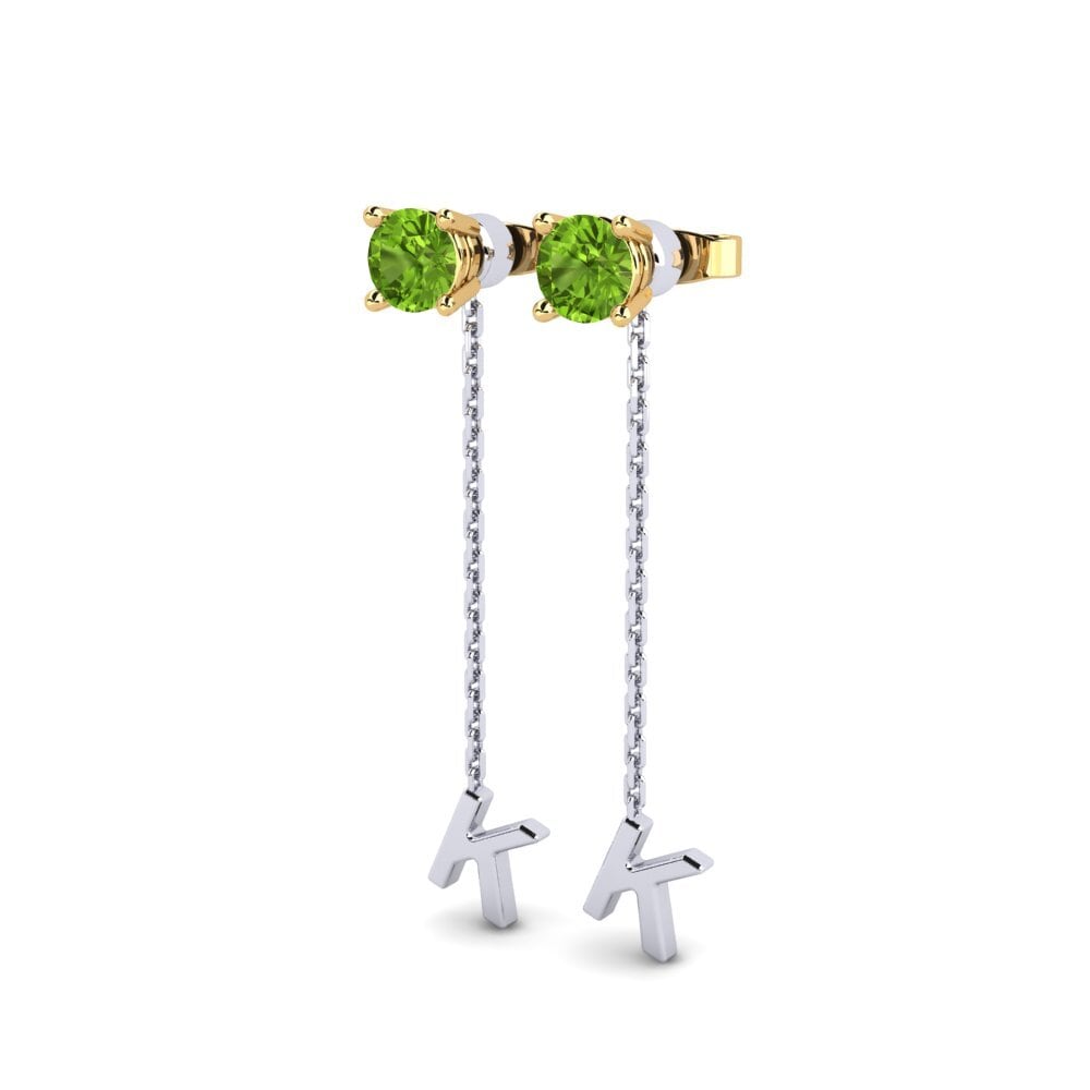 18k Oro Blanco & Amarillo Peridoto Pendiente de mujer Aundrea K