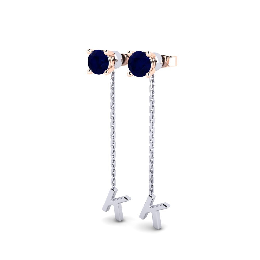 14k Oro Blanco & Rosa Zafiro Pendiente de mujer Aundrea K