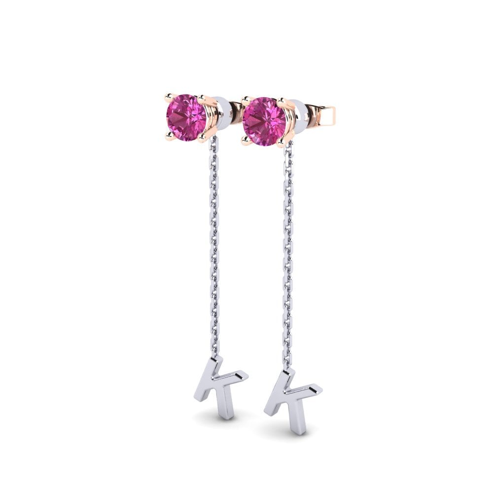 14k Oro Blanco & Rosa Topacio Rosa Pendiente de mujer Aundrea K