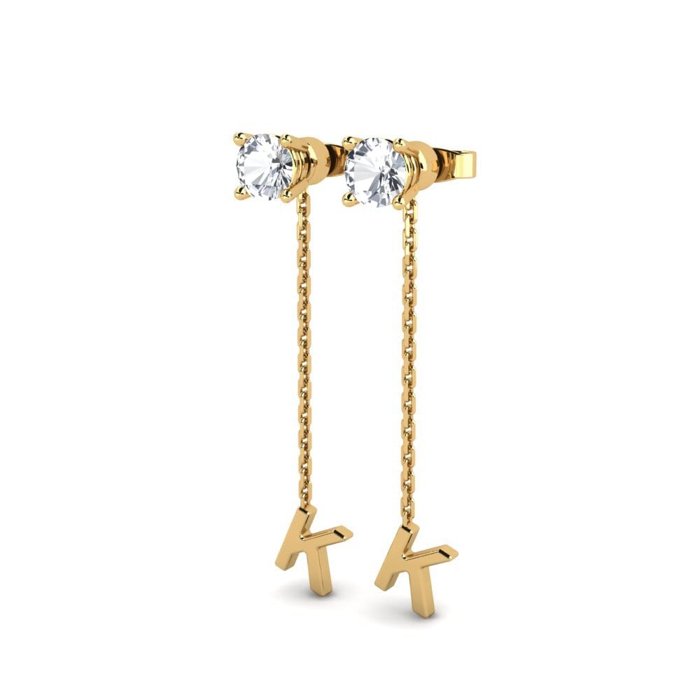 14ct Yellow Gold White Zircon Women's Earring Aundrea K