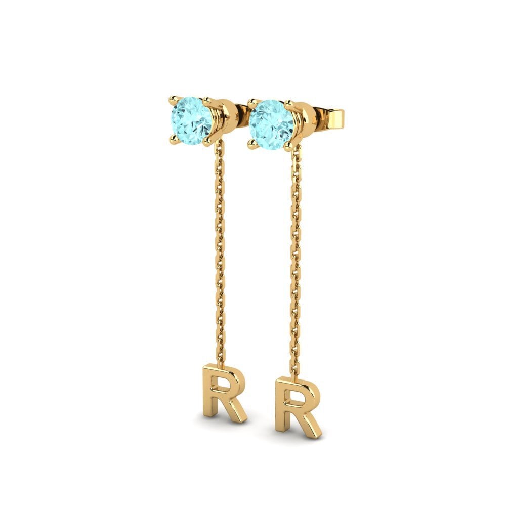 14ct Yellow Gold Aquamarine Women's Earring Aundrea R