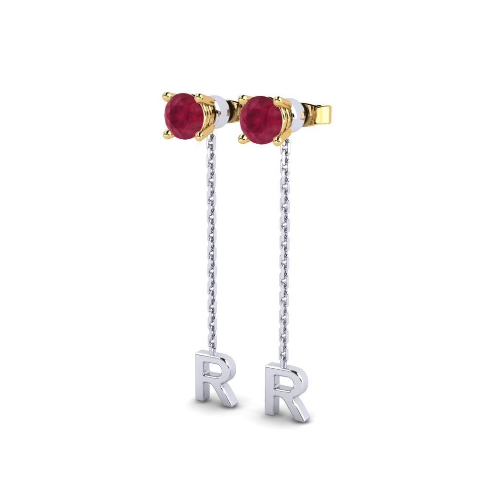 18k Oro Blanco & Amarillo Rubí Pendiente de mujer Aundrea R