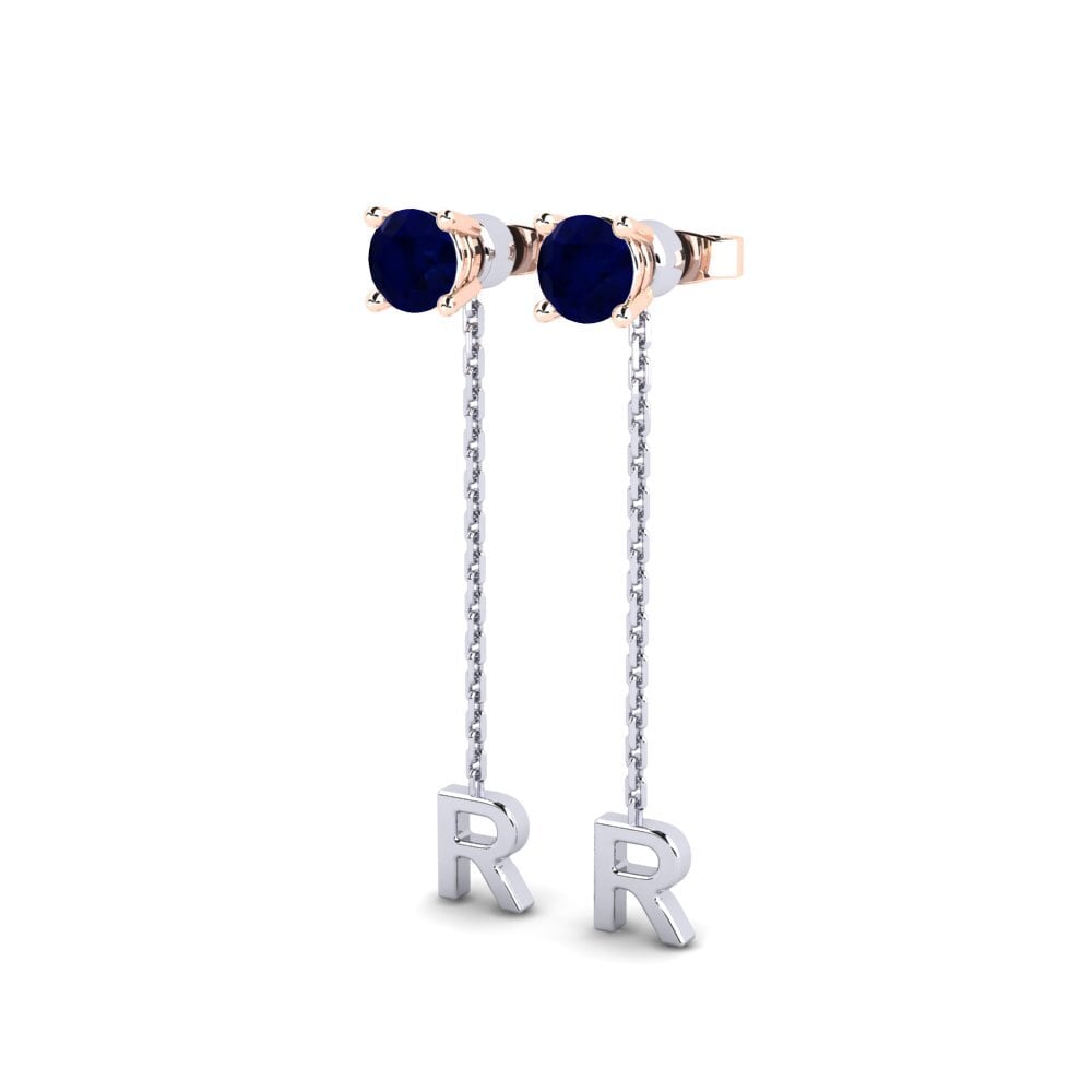 14k Oro Blanco & Rosa Zafiro Pendiente de mujer Aundrea R