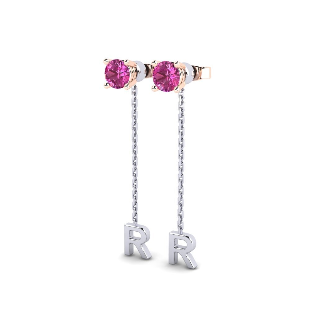 14k Oro Blanco & Rosa Topacio Rosa Pendiente de mujer Aundrea R