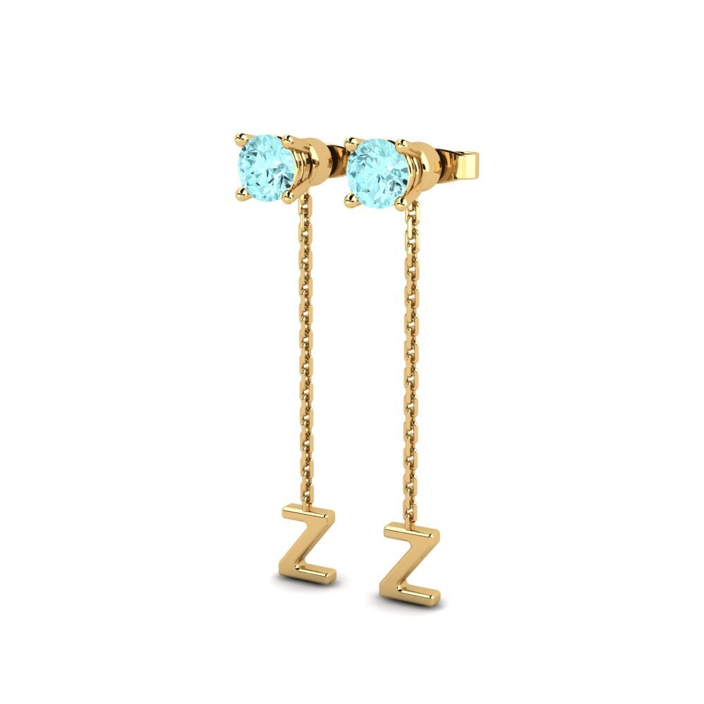 14ct Yellow Gold Aquamarine Women's Earring Aundrea Z