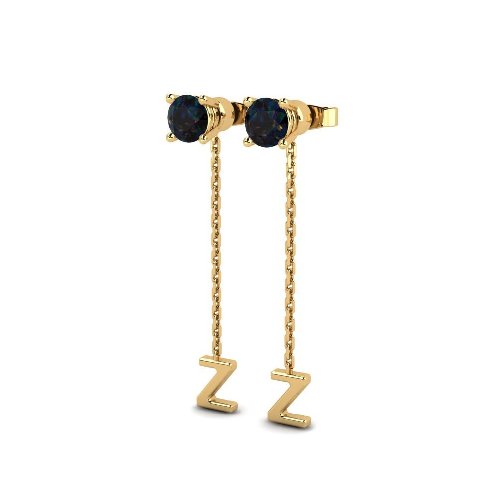 14ct Yellow Gold Black Opal Women's Earring Aundrea Z
