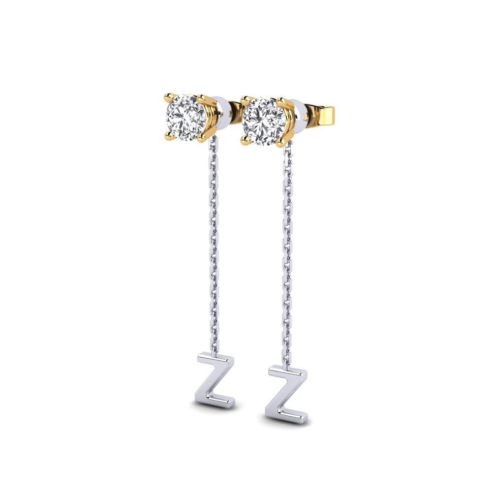 18k Oro Blanco & Amarillo Diamante Pendiente de mujer Aundrea Z