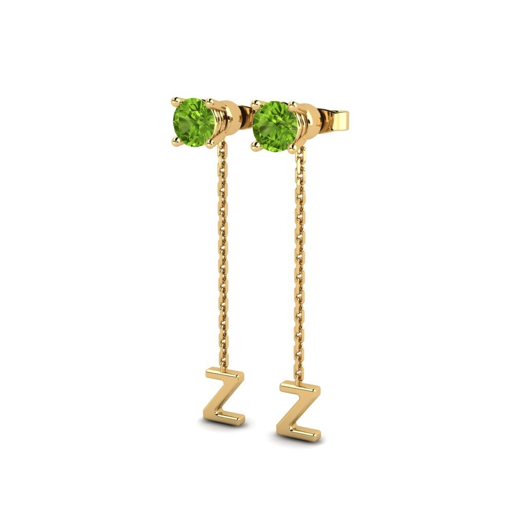 14ct Yellow Gold Peridot Women's Earring Aundrea Z