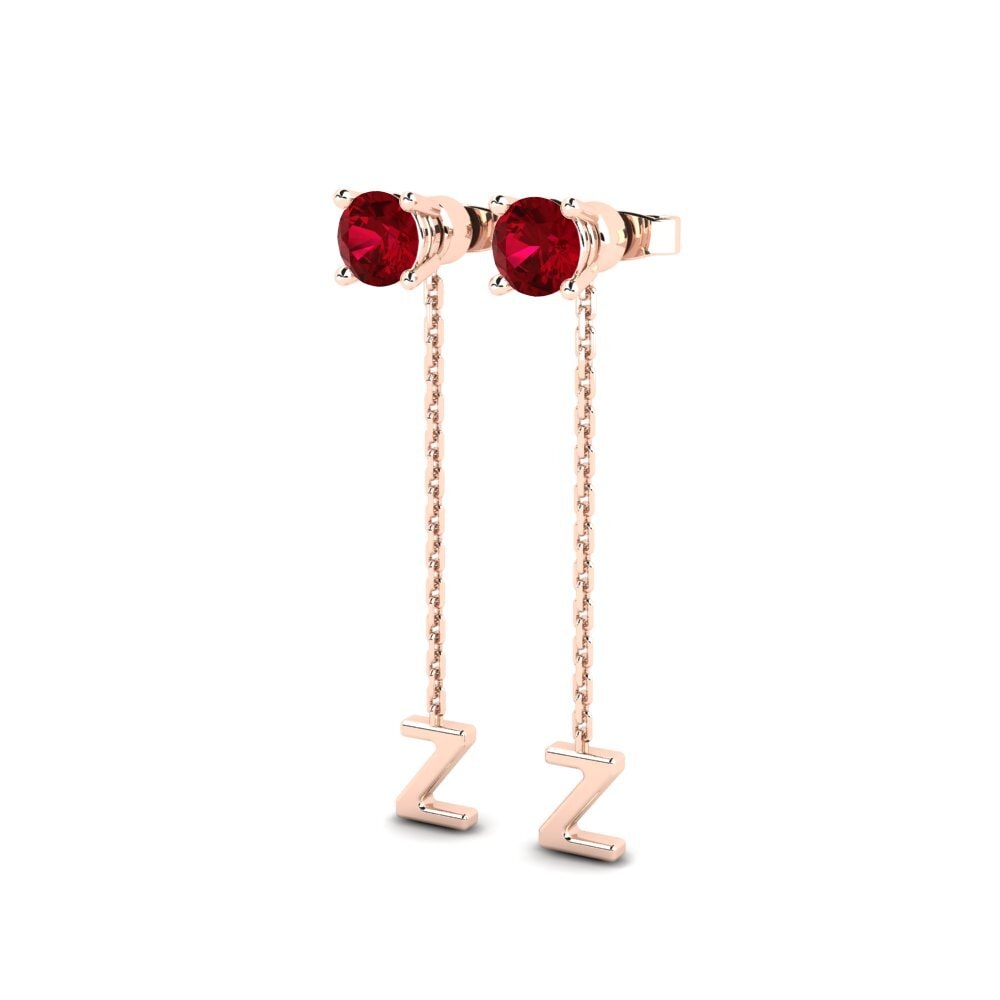 14k Oro Rosa Circonita Roja Pendiente de mujer Aundrea Z