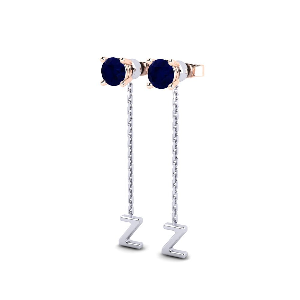 14k Oro Blanco & Rosa Zafiro Pendiente de mujer Aundrea Z