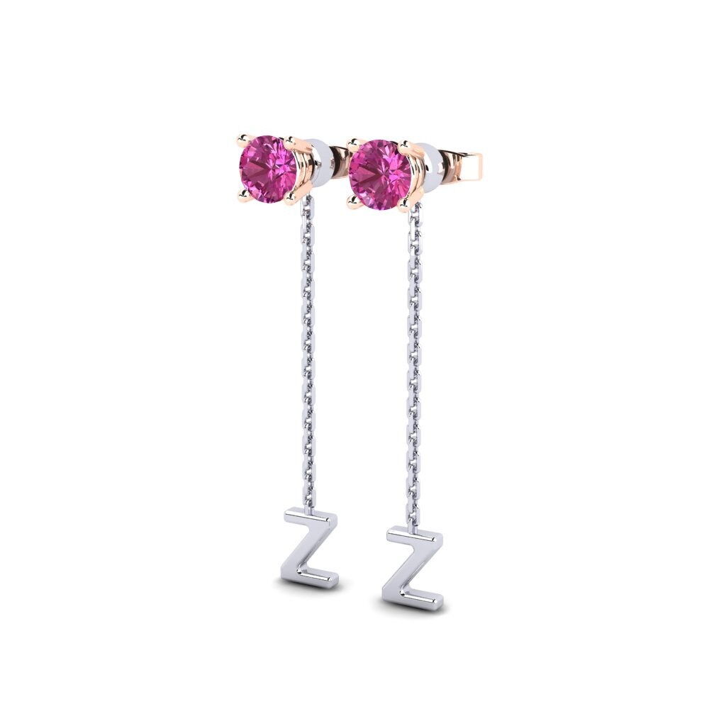 14k Oro Blanco & Rosa Topacio Rosa Pendiente de mujer Aundrea Z