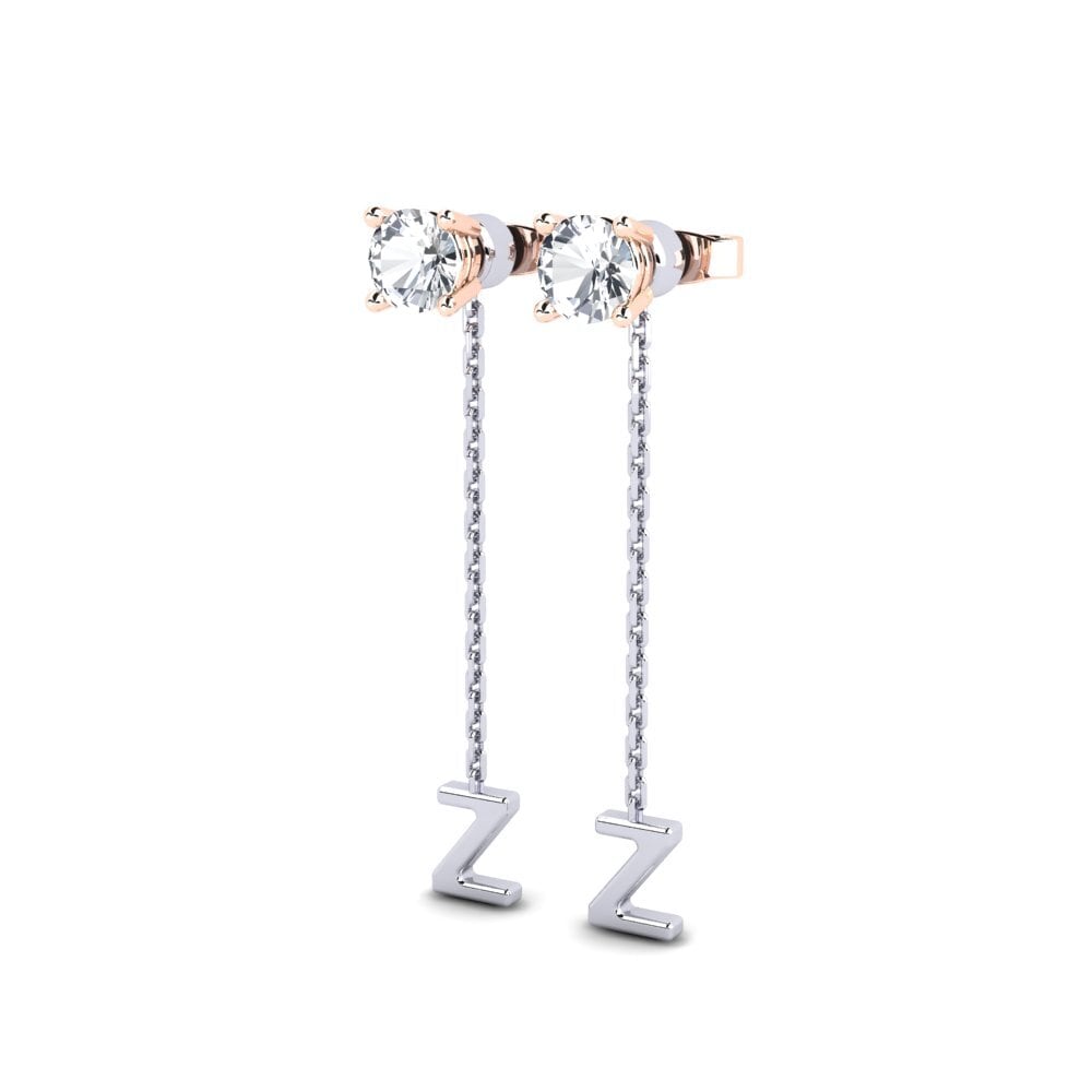14ct White & Rose Gold White Zircon Women's Earring Aundrea Z