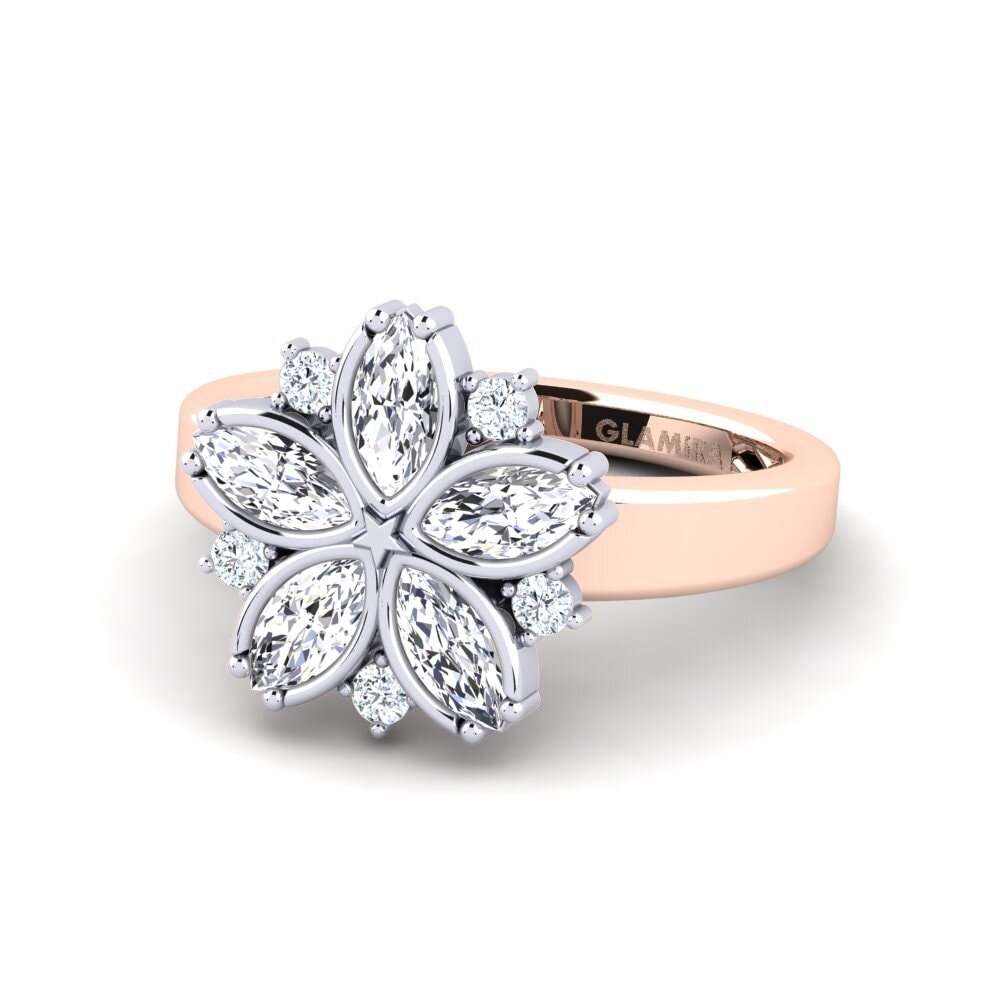 14ct Rose & White Gold Marquise Ring Aurac