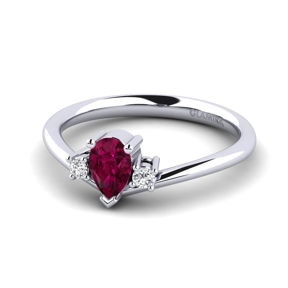 9ct White Gold Rhodolite Garnet Engagement Ring Aurec