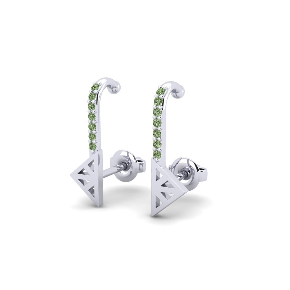 950 Platin Grüner Diamant Damen ohrring Aureli - A