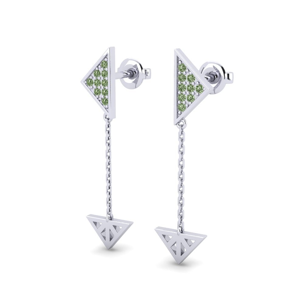950 Platin Grüner Diamant Damen ohrring Aureli - B