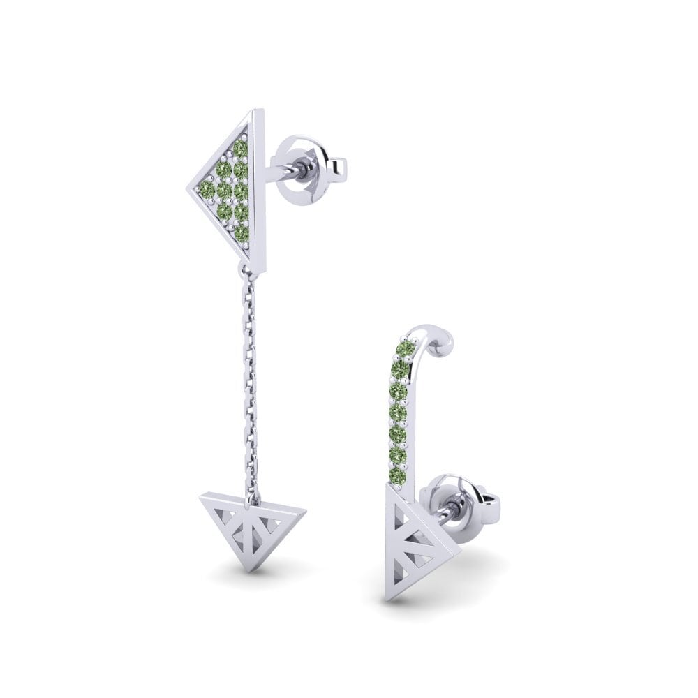 950 Platin Grüner Diamant Damen ohrring Aureli - SET