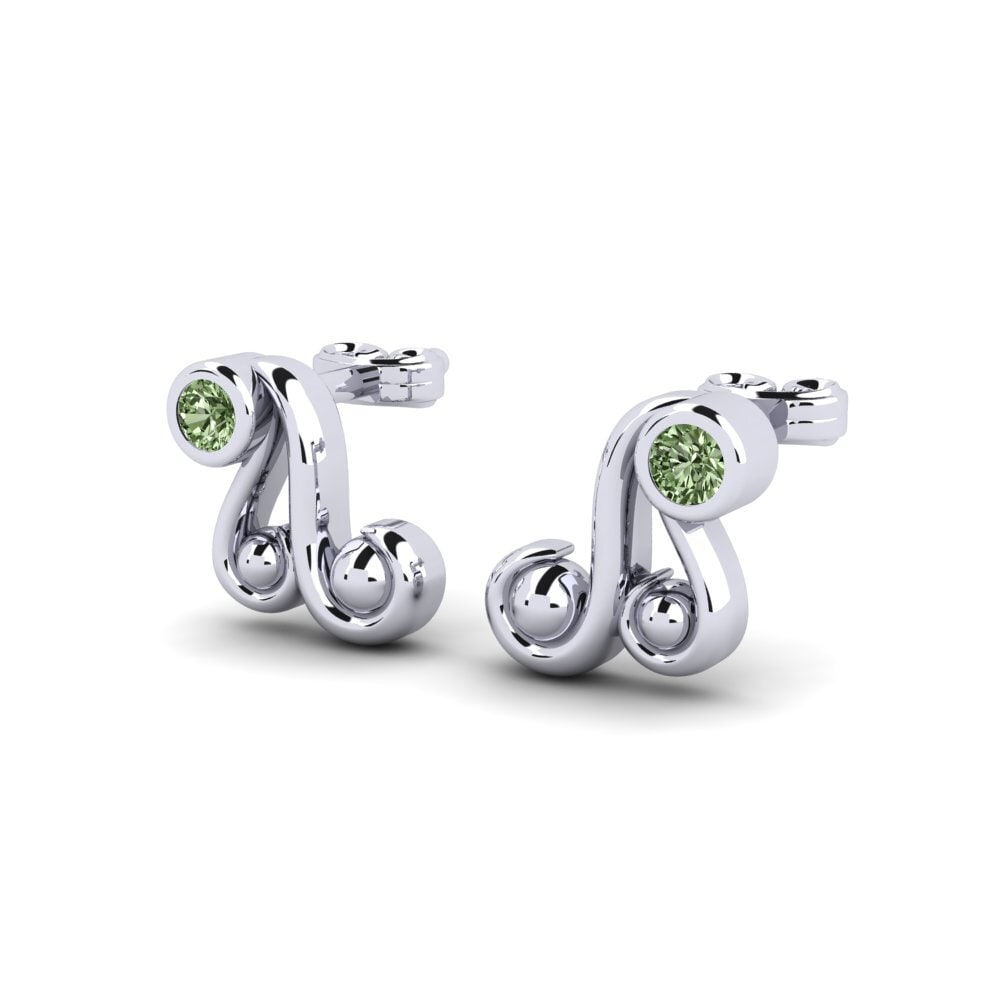 Platina 950 Diamante Verde Brinco Infantil Aurg