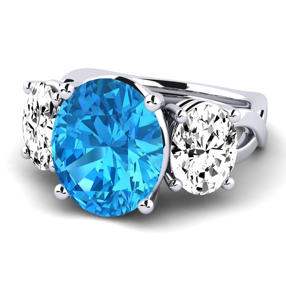 Ovalado Topacio azul Anillo Aurkene