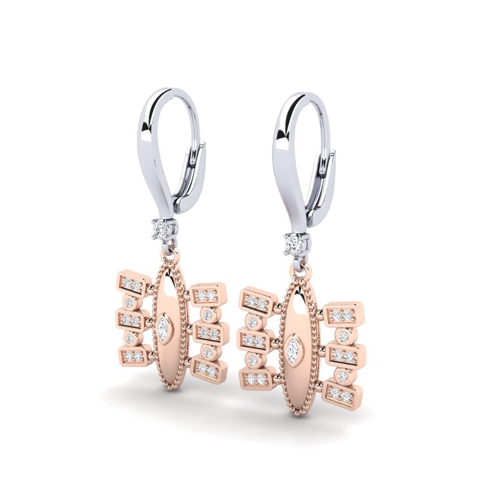 Vàng Trắng-Đỏ 14K Kết Hợp Bông tai nữ Ausceigha