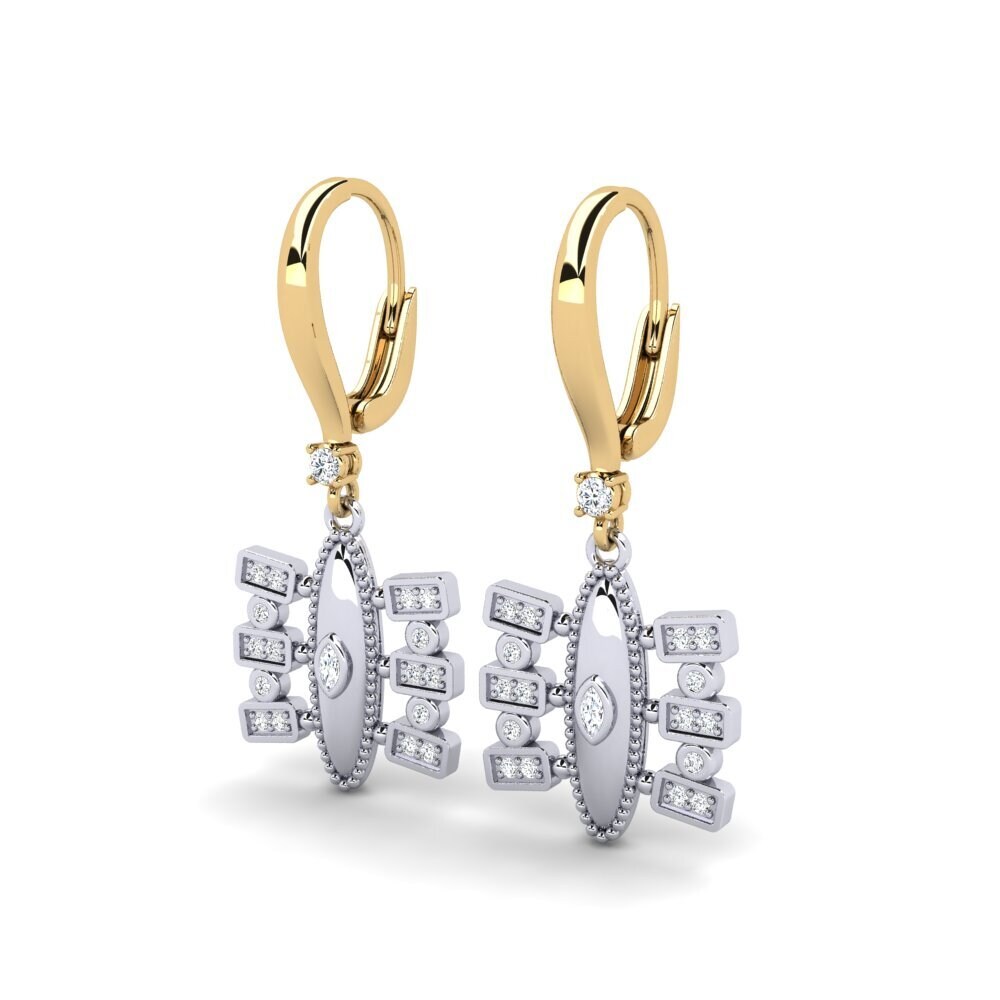 9ct Yellow & White Gold Mixed Women's Earring Ausceigha