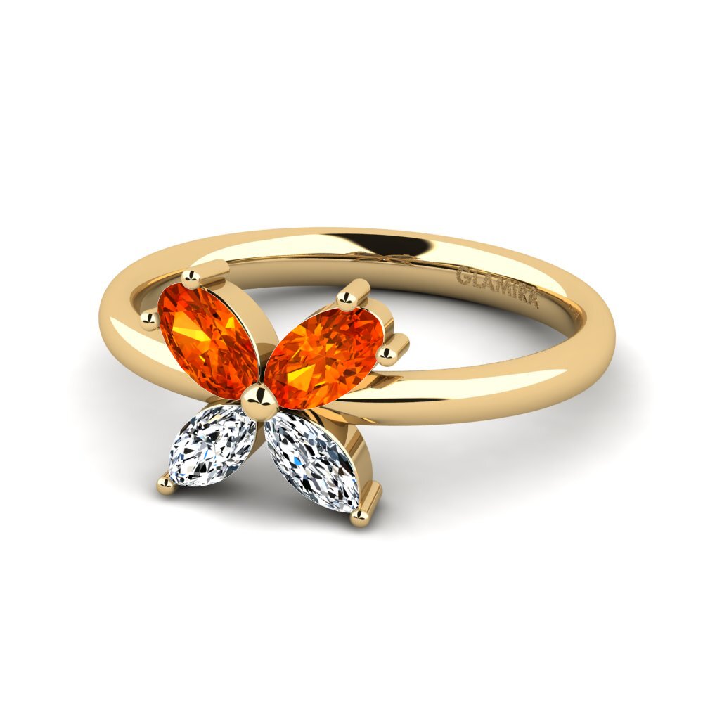Ovalado Zafiro Naranja Anillo Autet