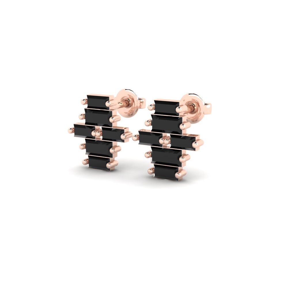 14k Rose Gold Black Sapphire Women's Earring Automate