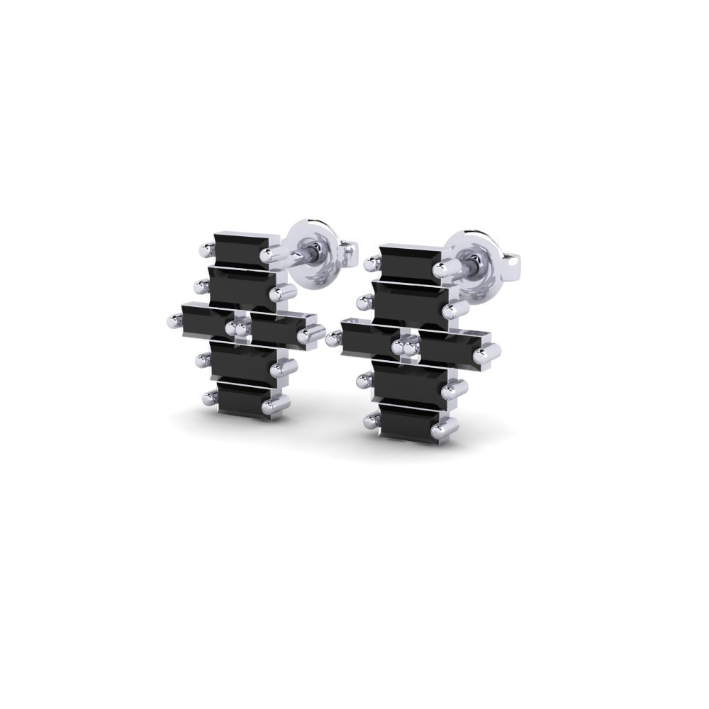 9k White Gold Black Sapphire Women's Earring Automate
