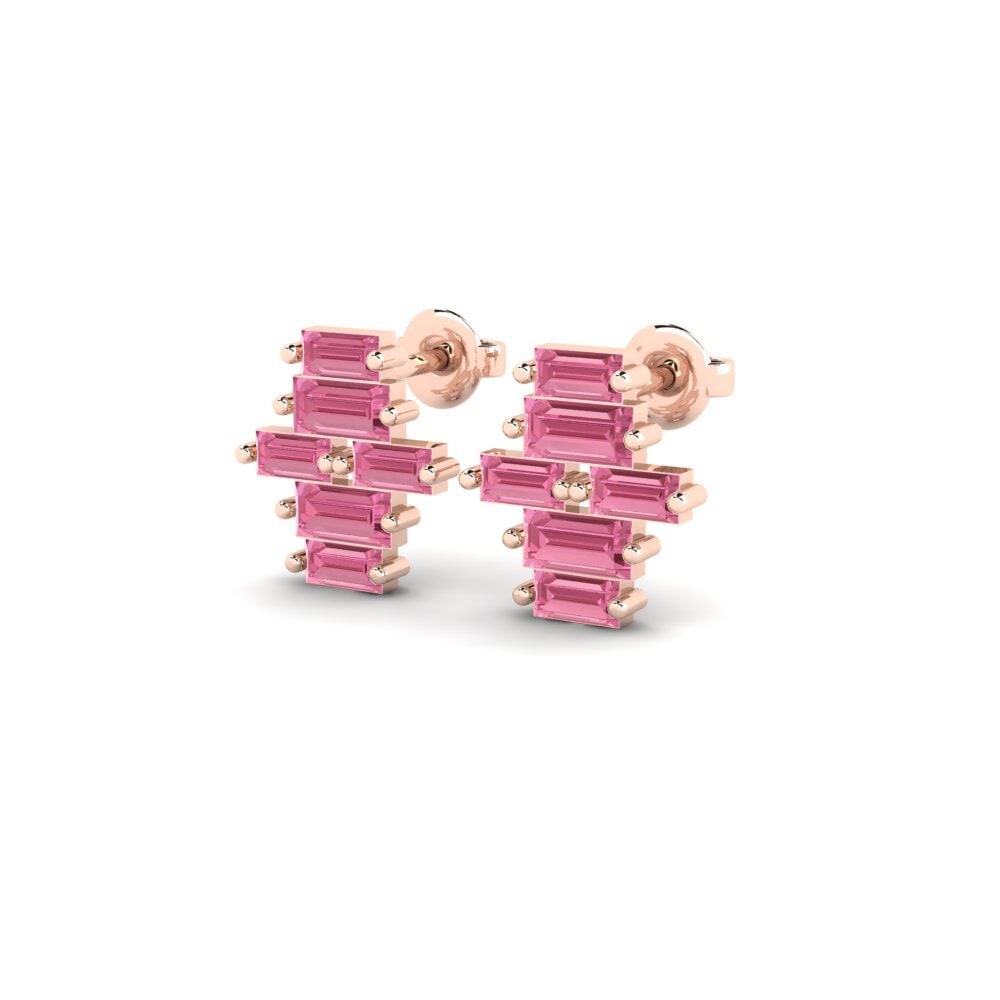 14k Rose Gold Pink Sapphire Women's Earring Automate