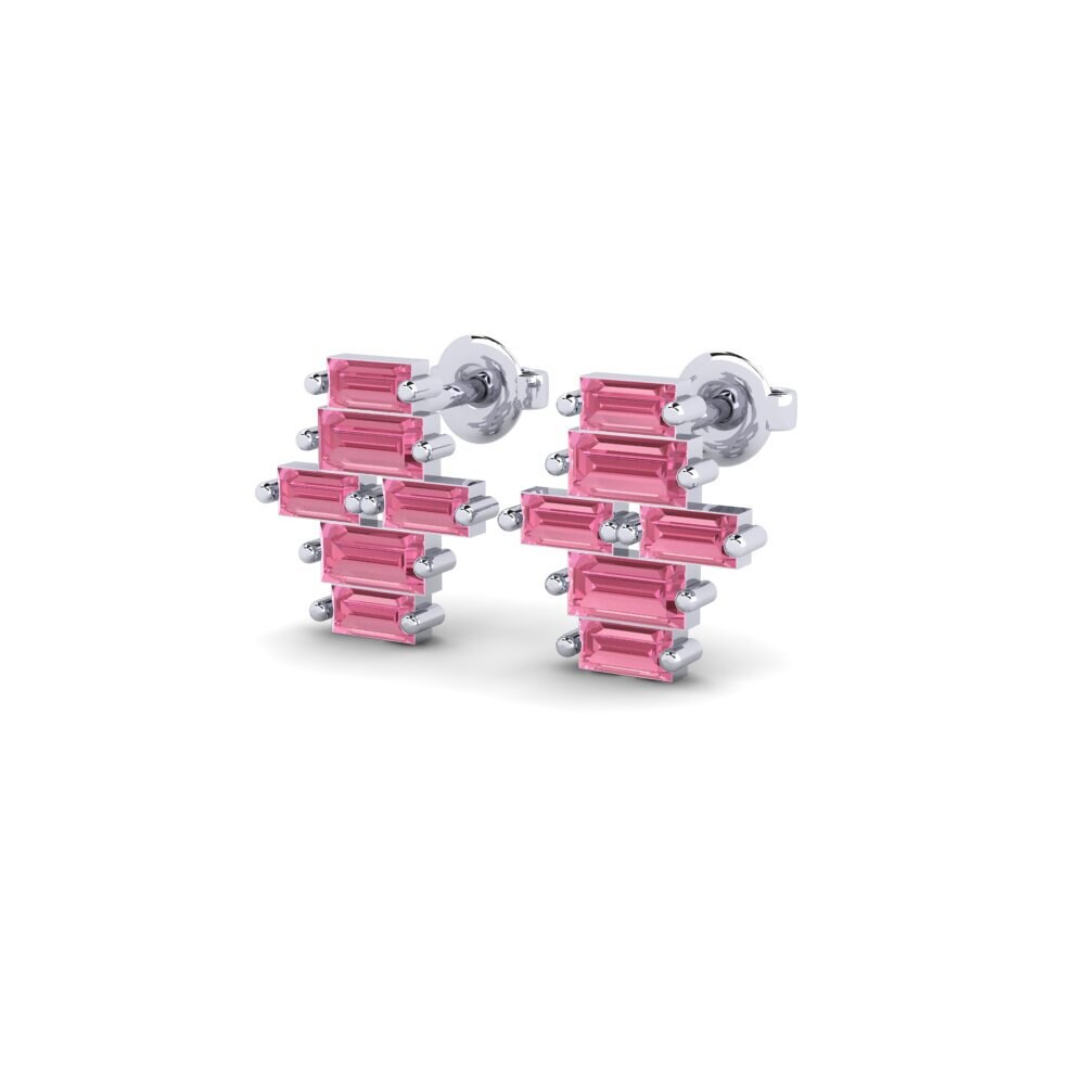 950 Platinum Pink Sapphire Women's Earring Automate
