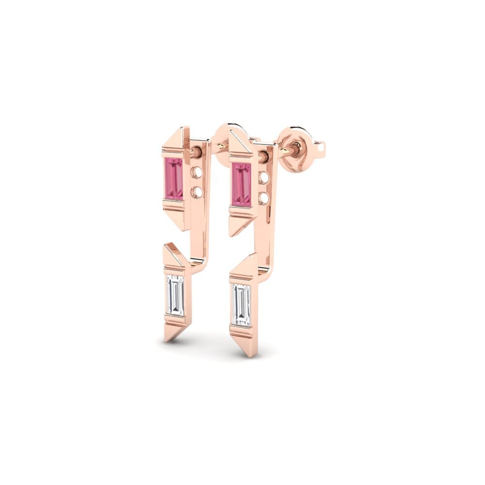 14k Rose Gold Pink Sapphire Women's Earring Awesome