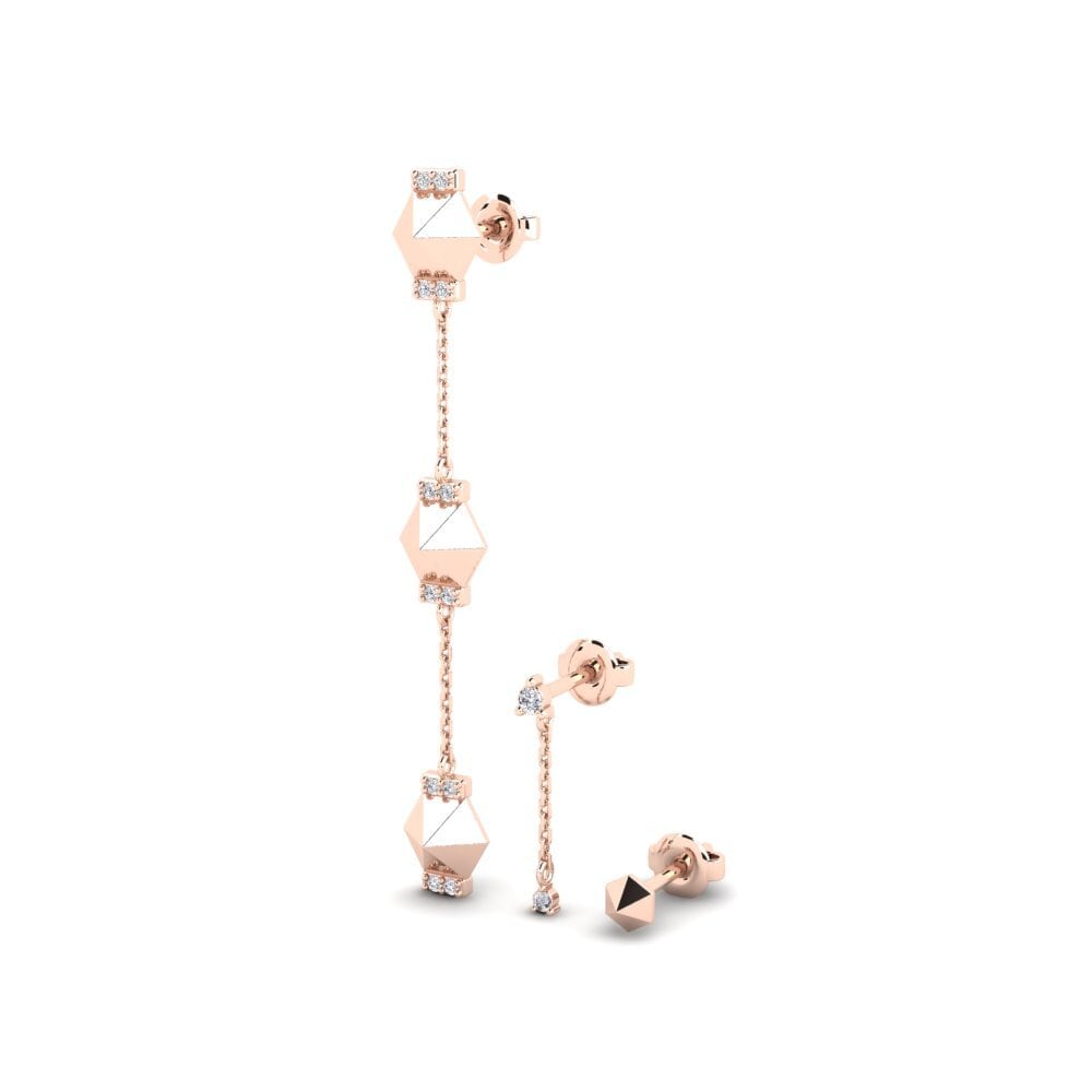 14k Oro Rosa Pendiente de mujer Awmna - SET