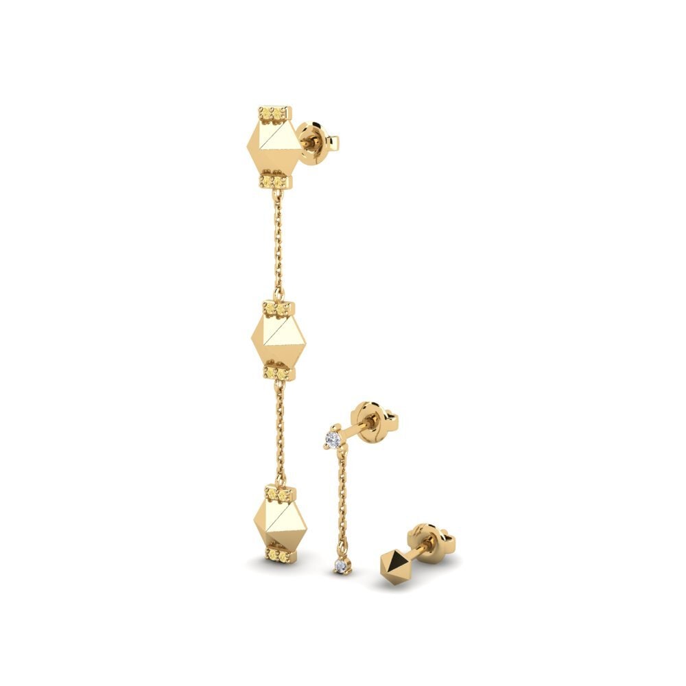 Gele Diamant Dames Oorbellen Awmna - SET