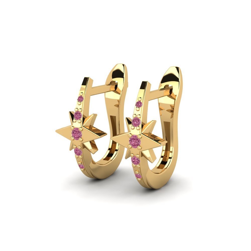 14k Oro Amarillo Granate Rhodolite Pendiente de mujer Azhar