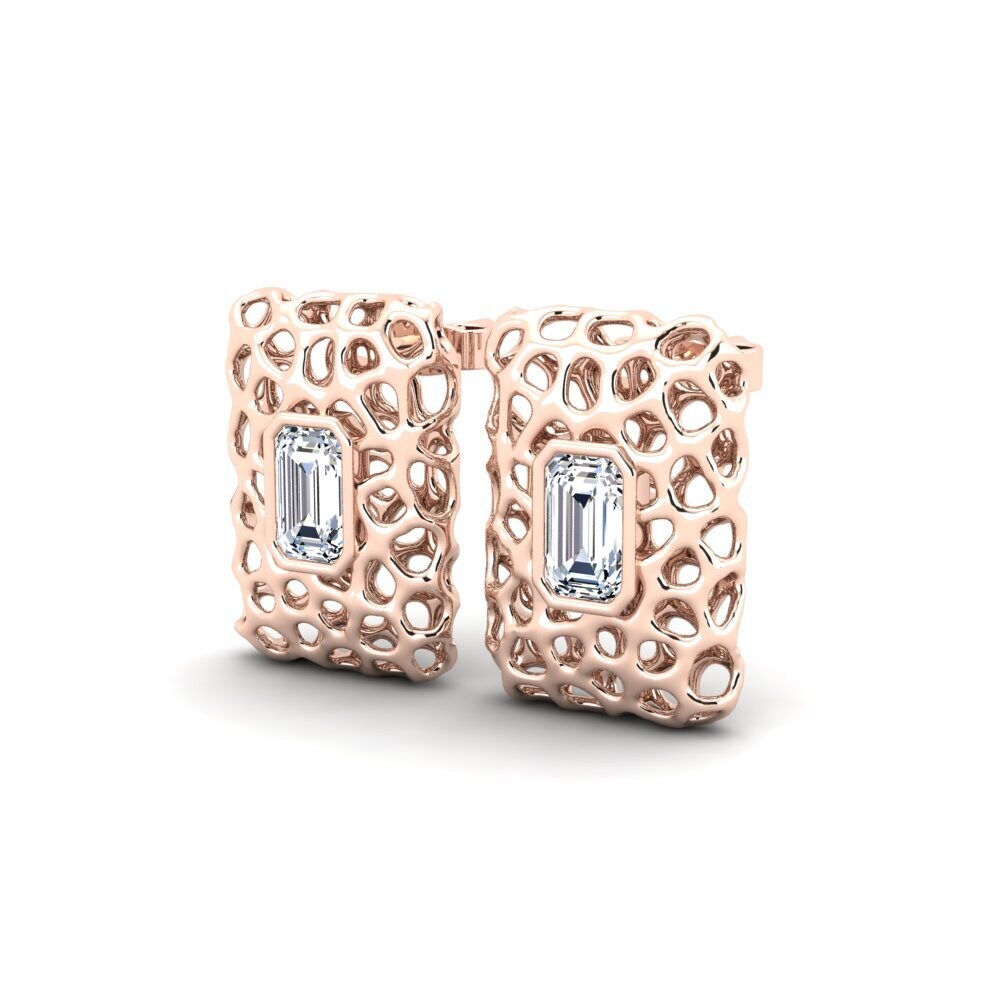 14k Oro Rosa Esmeralda Pendiente de mujer Aznig