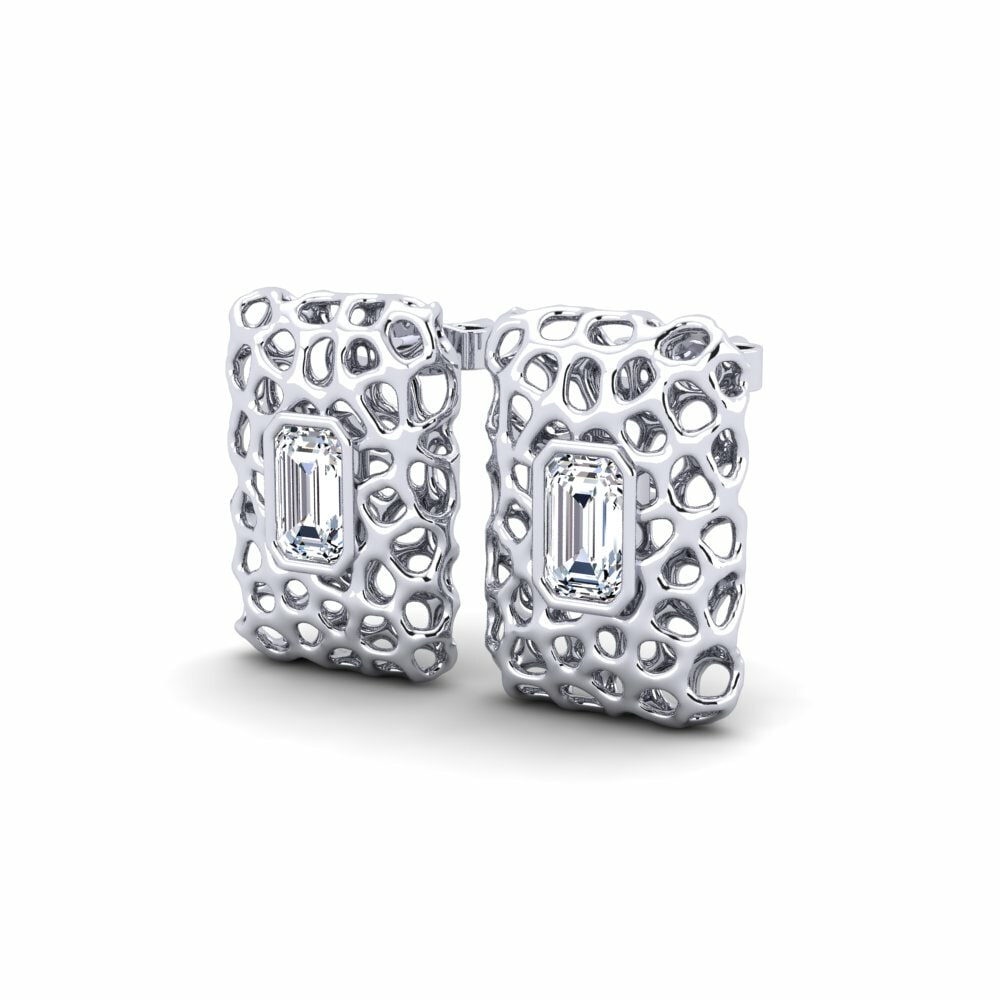 18k Oro Blanco Pendiente de mujer Aznig