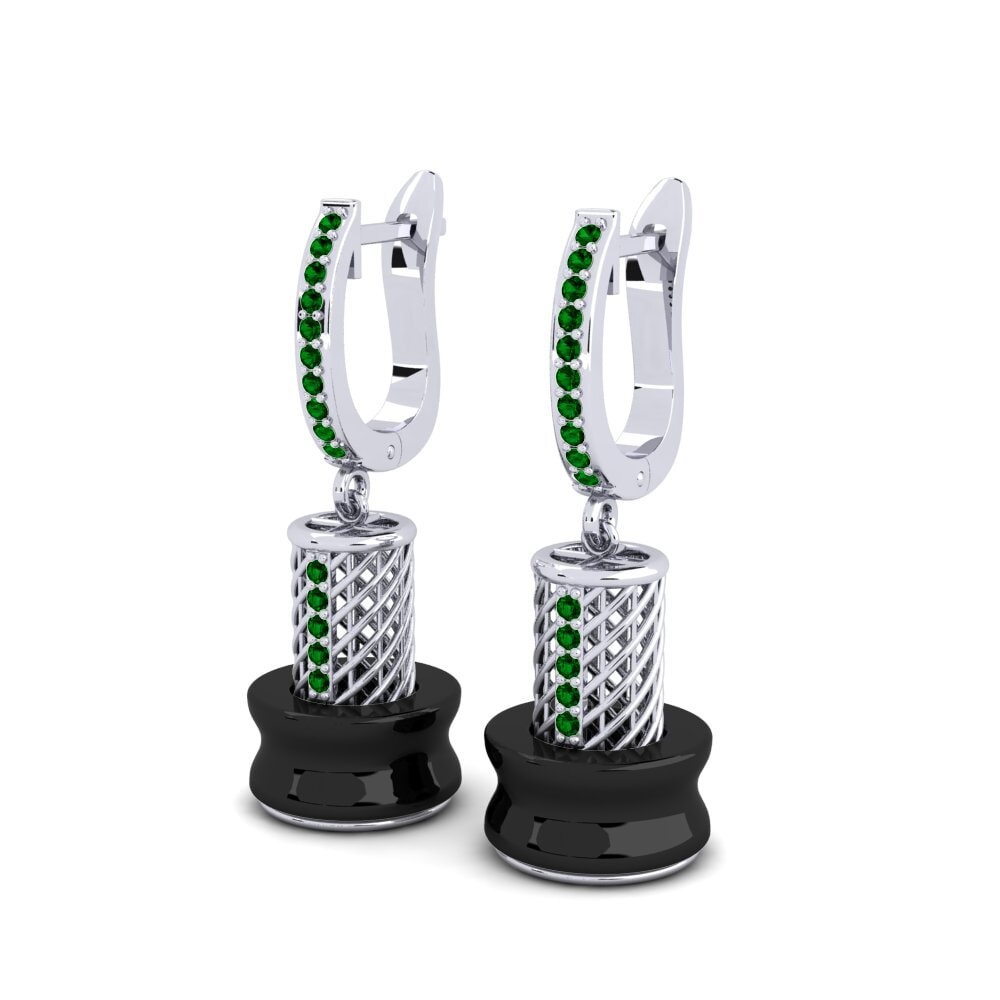 White Silver Green Zirconia Women's Earring Azucena