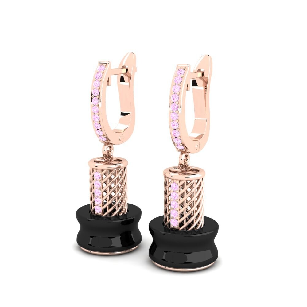 14k Oro Rosa Zafiro Rosado Pendiente de mujer Azucena
