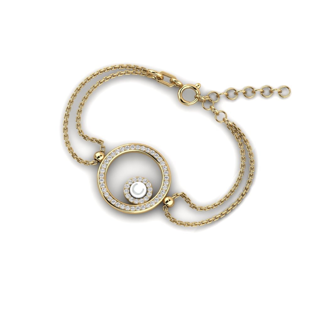18k Oro Amarillo Diamante cultivado en laboratorio Pulsera de Mujer Azurite