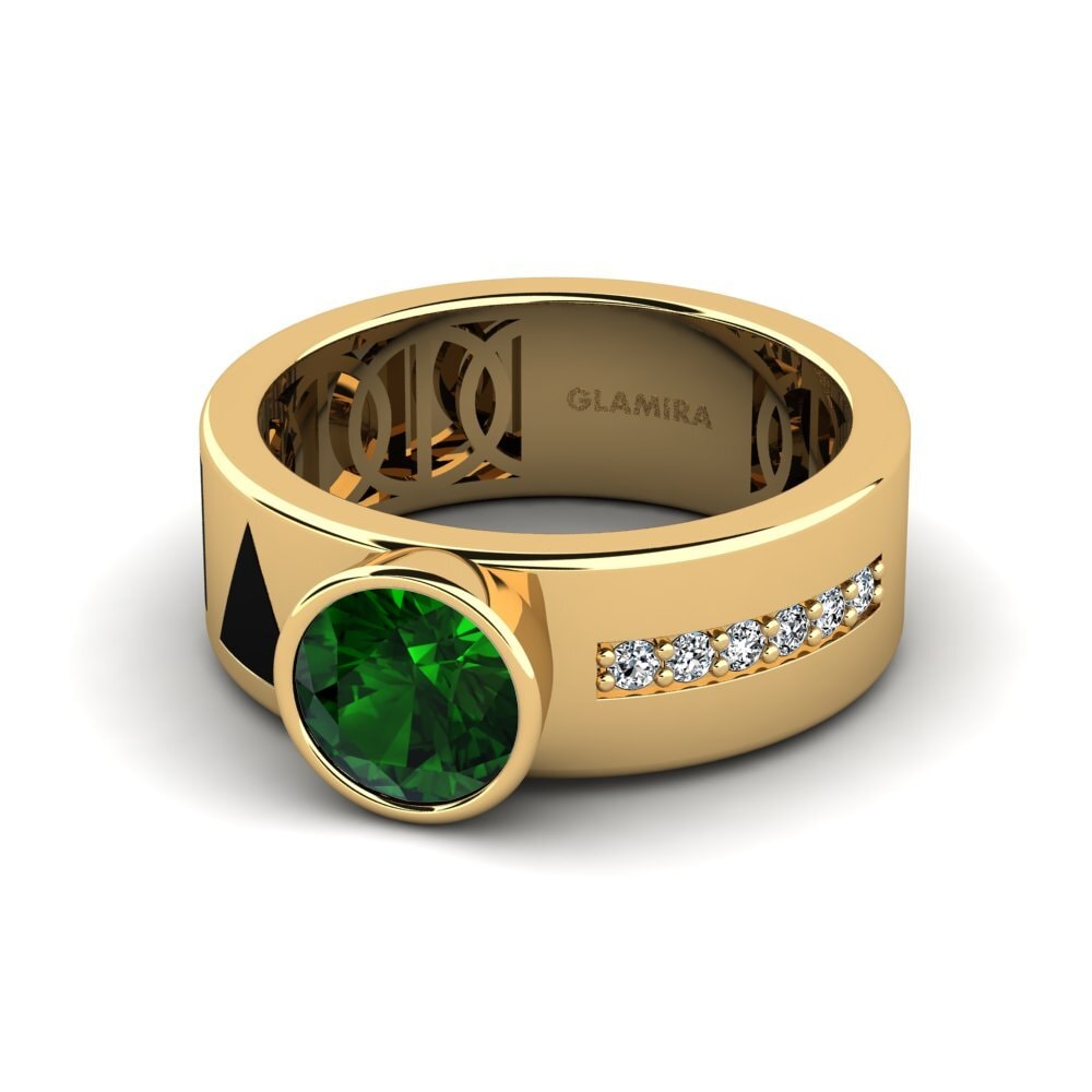 Bagues Or Jaune 14k Tourmaline Verte Mode