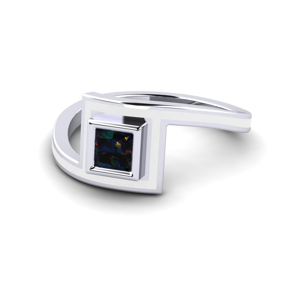 Schwarzer Opal Verlobungsring Bahoue