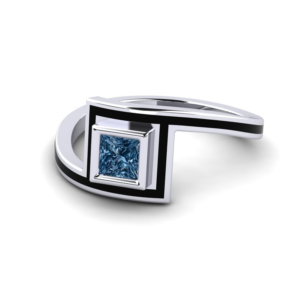 Princess Blue Diamond Engagement Ring Bahoue