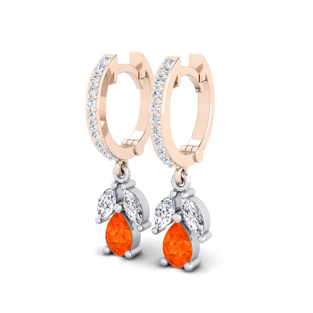 14ct Rose & White Gold Fire Opal Women's Earring Bailee