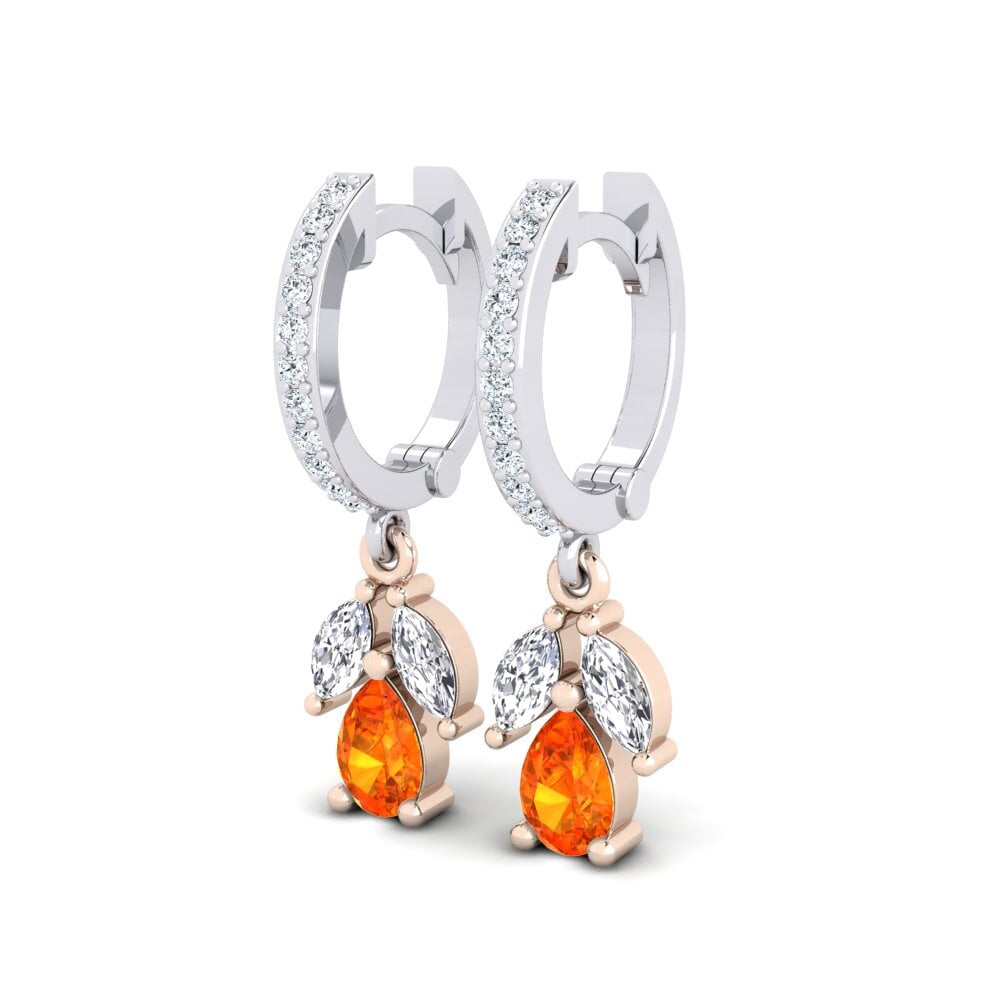 9K White & Rose Gold Orange Sapphire Earring Bailee
