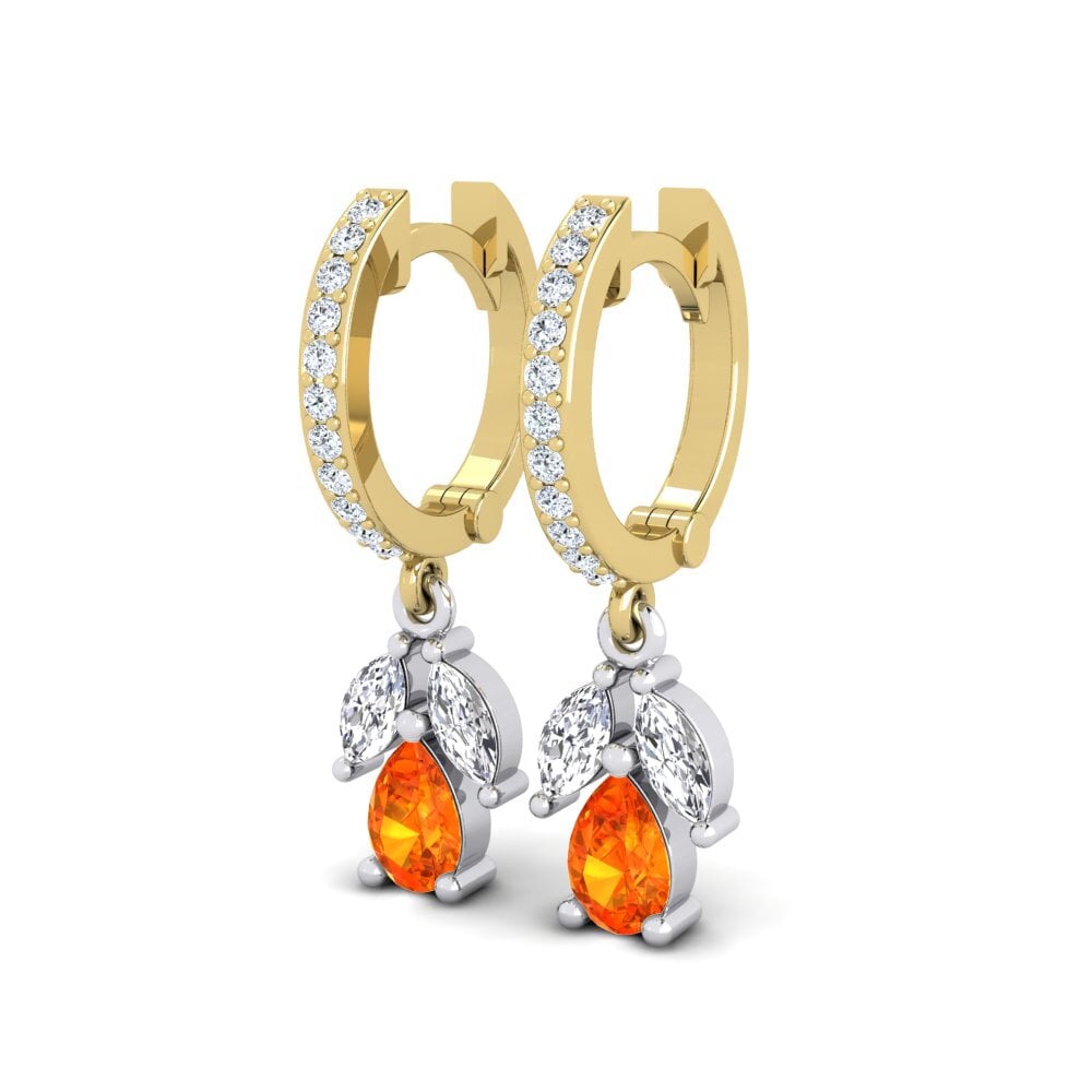 14K Yellow & White Gold Orange Sapphire Earring Bailee