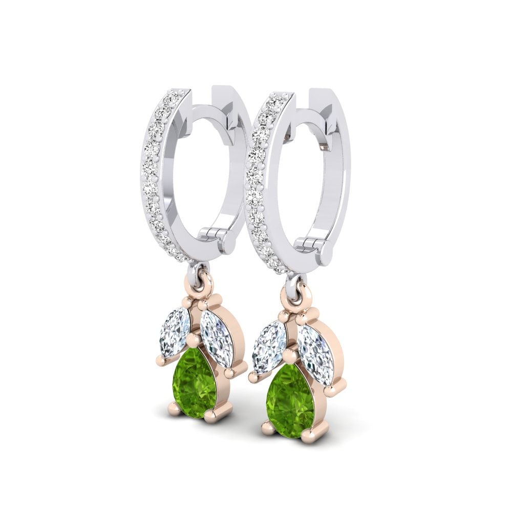 14k Oro Blanco & Rosa Peridoto Pendiente de mujer Bailee