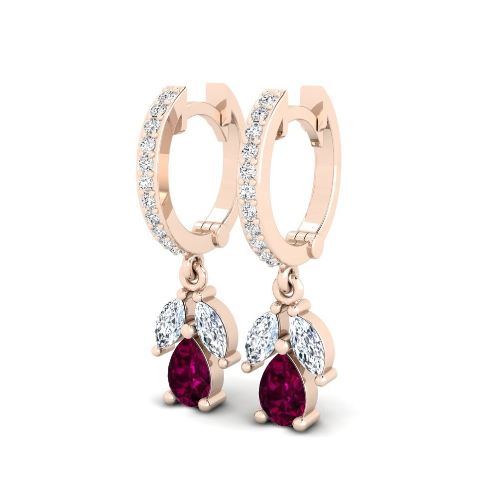 14k Oro Rosa Granate Rhodolite Pendiente de mujer Bailee