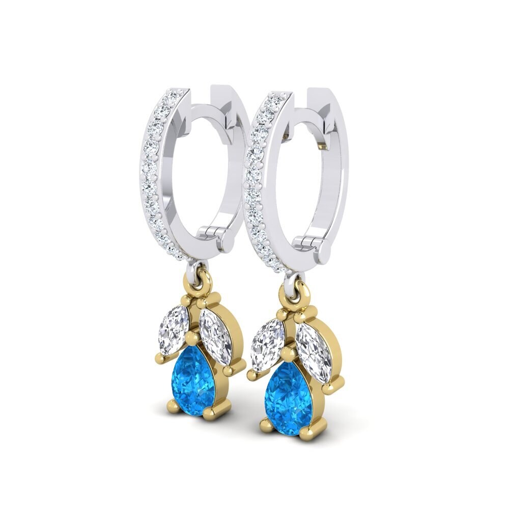 14ct White & Yellow Gold Blue Topaz Women's Earring Bailee